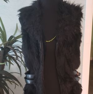 Black fake fur vest